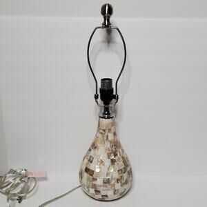 Jonathan Y White and Tan Marbled ceramic electric table lamp 21" Tall